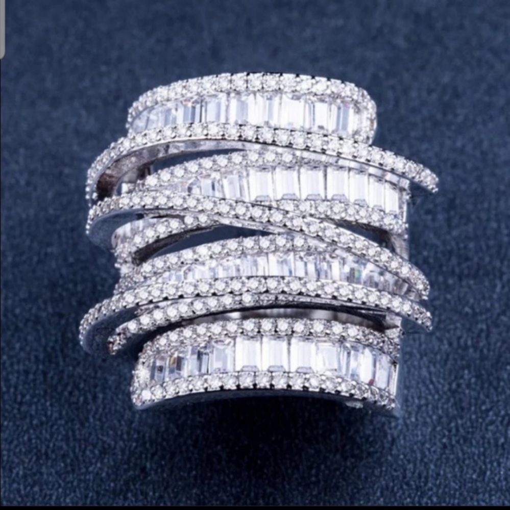 ❤️NEW 🎁 BAGUETTE 6.4 CT DIAMOND 925 STERLING SILVER RING